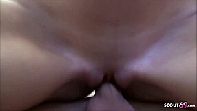 Skinny German teen Mary gets wet in group office action