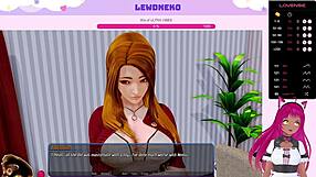 3D animated Vtuber Lewdneko in a hot scene from Harem Hotel