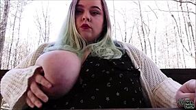 A overweight woman who smokes marijuana exposes her breasts in a park