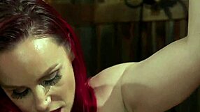 Femdom MILF with big boobs dominates black man and gives deepthroat blowjob