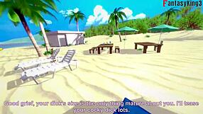 Sultry beach scene with Arlecchino in Genshin Impact