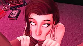 SFM 3D game with Lara Croft and huge futanari cock