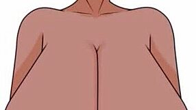 Beautiful woman with big breasts in a Japanese-style animated video