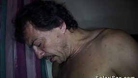 Three womanizing African men in a wild orgy