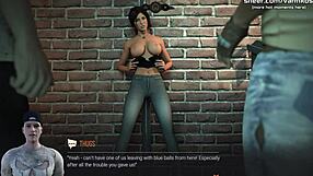 3D animated game of Lara Croft giving hot blowjobs
