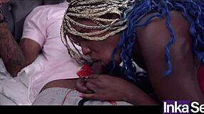 Hot black MILF with huge tits and ass fucks gay couple