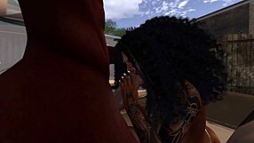 3D drive-in movie action: black cock meets eager woman