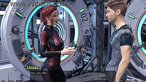 Asian scientist milf in 3D space adventure with big tits