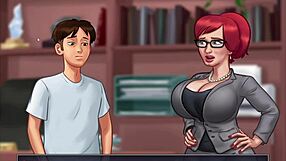Cum in pussy scene in a cartoon kitchen in Summertime Saga