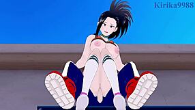 Himiko Toga, Momo Yaoyorozu, and Izuku Midoriya in wild My Hero Academia hentai sex