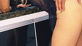 Amateur couple has hot sink sex and ends up in a messy climax