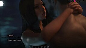 3D animated game of hot lesbian action in a pool