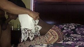 Black beauty gets face fucked and cum on her ass