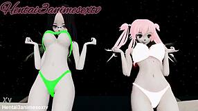 3D animated hentai with stepmoms and their friend dancing
