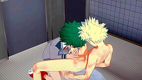 Midoriya and Bakugou in hardcore Japanese gay threesome
