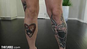 Jessie Lee, the inked alternative beauty gets her throat fucked and gagged in this scene