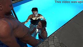 Lucky guy enjoys hot milf and teen in public sauna