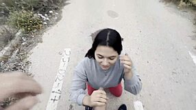 A beautiful brunette gets 200 euros to suck me off
