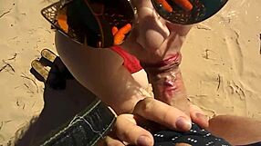 Man, giving a blowjob right on the beach today