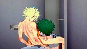 Midoriya and Bakugou in hardcore Japanese gay threesome