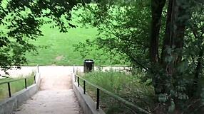 Public hairy orgasm with a messy end