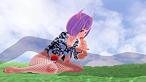 3D animated hentai with big ass and big tits in fishnets