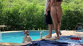 Natasha and Megan get a pool party with a lucky guy