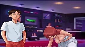 Japanese summer-themed hentai game continues with big tits and old women