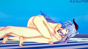 Hottoon of Ganyu and Xiangling in steamy futanari hentai