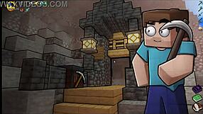 HornyCraft parody game with public creampie action