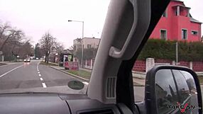 Skinny secretary gets naughty in van for a wild fuck