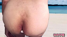 Beach volleyball bikini babes indulge in anal toy pleasure