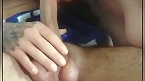 Mature MILF gives a sloppy blowjob to her stepson's big cock
