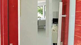 Petite black chick gets her ass pounded by pool guy and pizza delivery guy in a hot threesome