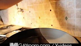 Alex Adams and other hung guys in gay room have sex with multiple partners