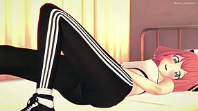 anya termina sus ejercicios y se siente lista para más en hentai adulto