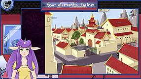 Small-boobed blonde gets monster cock in this animated game