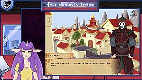 Small-boobed blonde gets monster cock in this animated game