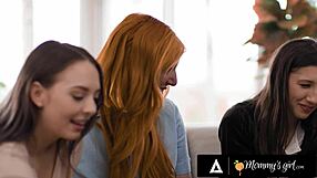 Horny MILF Lauren Phillips in steamy threesome with redheads