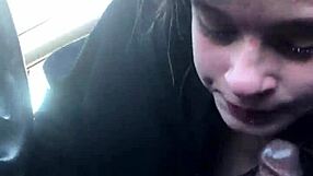 Beautiful best friend gives blow job on the car seat
