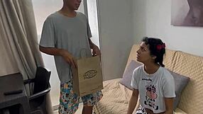 My curiosa cousin gets a surprise gift and rides my dick