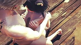 Japanese futanari gets a cum shower in 3D hentai