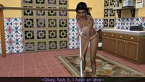 Stepson catches his stepmother stuck in the washing machine. He bends her over for hardcore doggystyle in Sims 4!