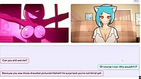 Big-boobed camgirl masturbates on webcam in anime game