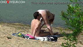 Steamy high school girl gets it on with her man on the beach