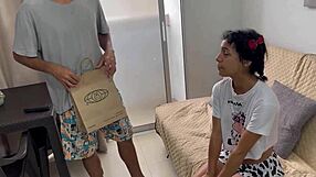 My curiosa cousin gets a surprise gift and rides my dick