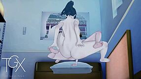 3D animated hentai with lesbian sex in Jujutsu game