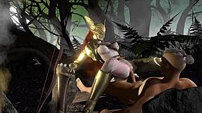 Malenia dominates in an Elden Ring parody with a beautiful forest setting