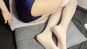 Skinny Asian twink with big cock gets naughty