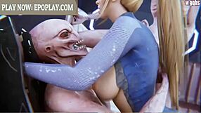3D animated video of Samus on the stairs